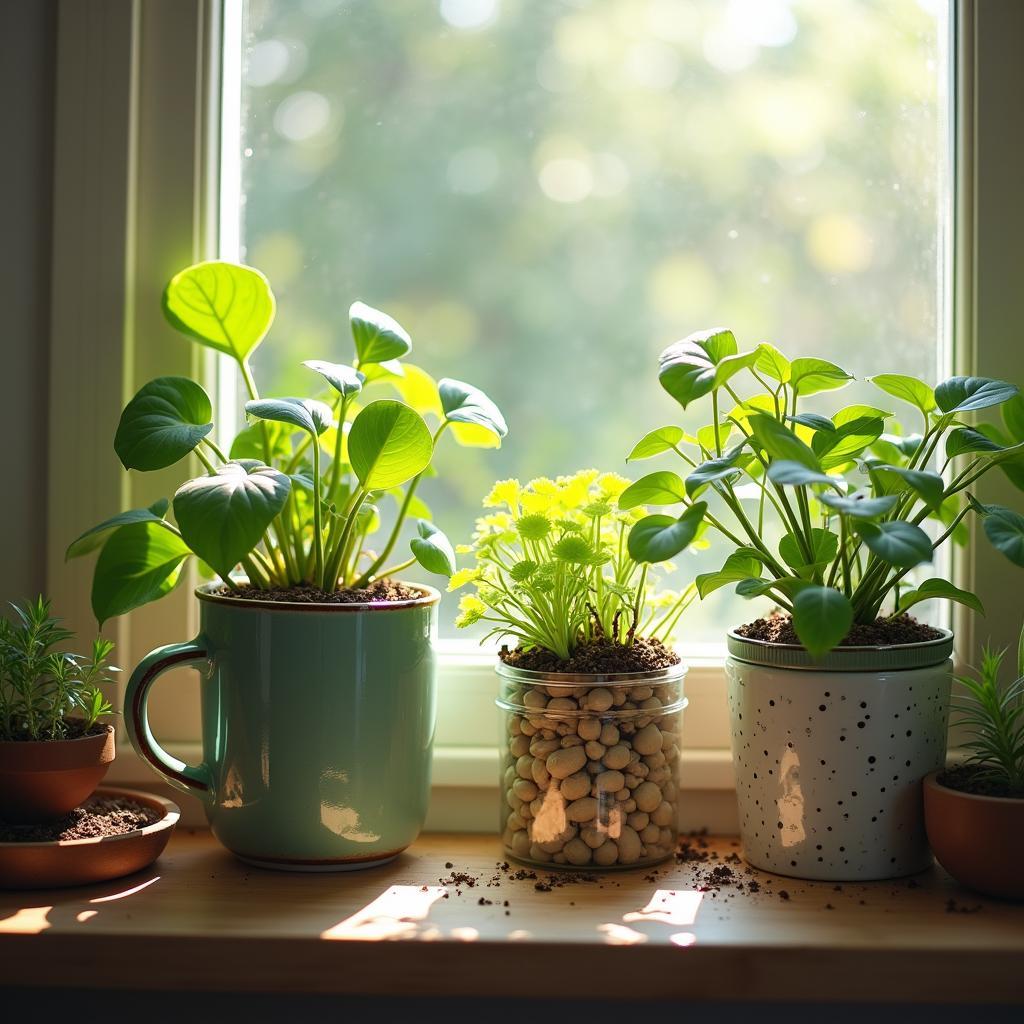 Sustainable Practices: Reusing Household Containers for Stylish Indoor Plant Arrangements in Limited&nbsp;Spaces